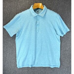 Raffi Polo Shirt Mens L Light Blue Short Sleeve Cotton Heathered Sailing Golf